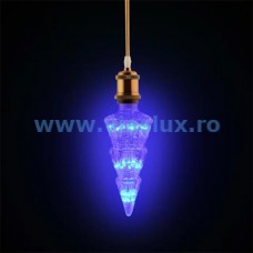 Bec LED 2W in forma de brad, soclu E27, lumina albastra