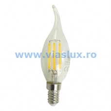 Bec LED E14 filament lumanare 4W, Ø35mm, lumina calda