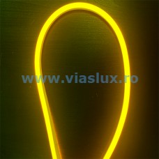 Banda LED Neon Flex 220V 10W/m IP65, 9x15mm, galbena