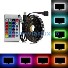 Banda LED flexibila RGB 5050, USB 5V, rola 3m, Telecomanda