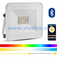 Proiector alb SMART LED 20W RGB + CCT Bluetooth