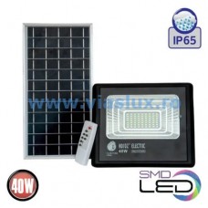 Proiector LED solar IP65 40W lumina alba rece, telecomanda