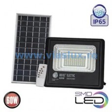 Proiector LED solar IP65 60W lumina alba rece, telecomanda